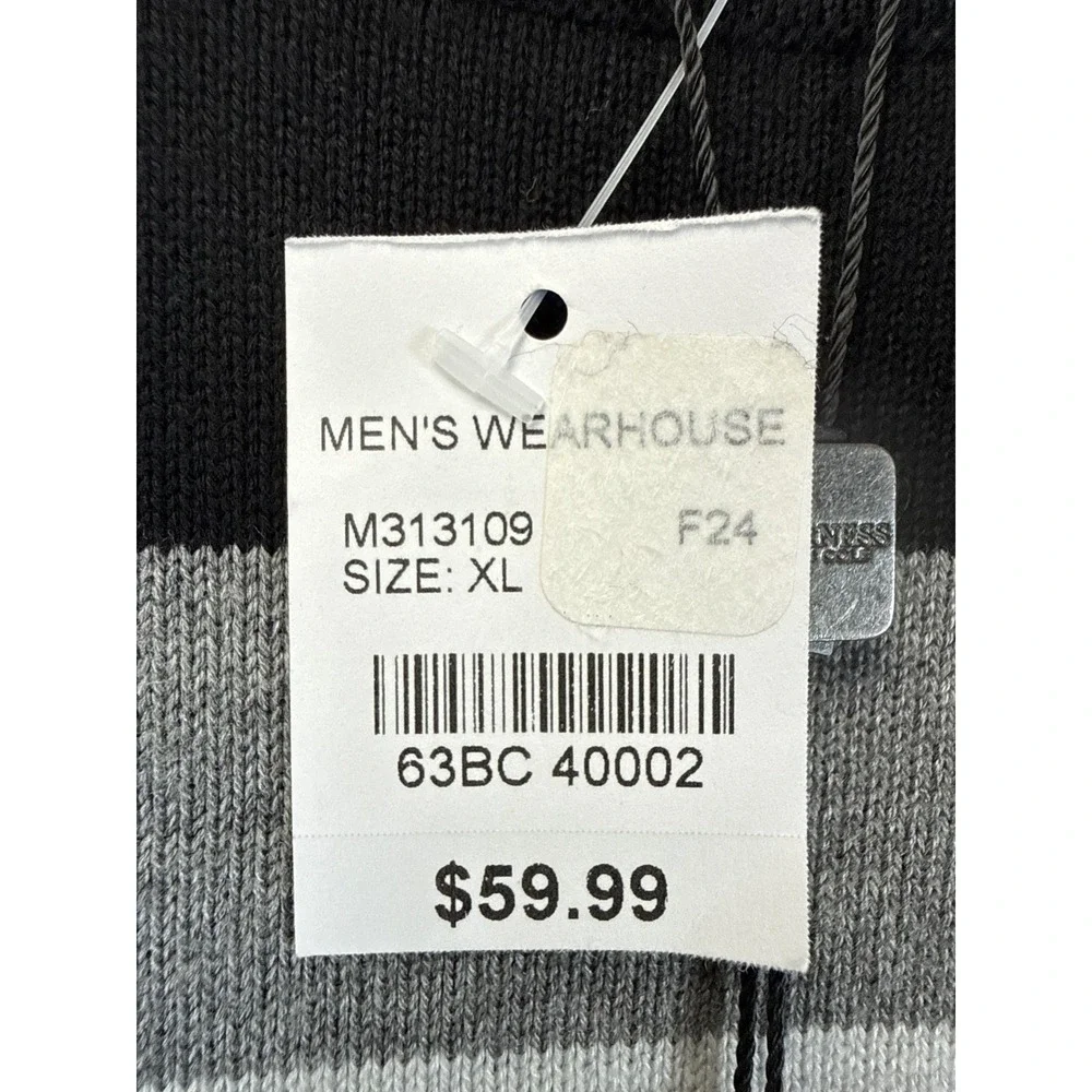 NWT Awearness Kenneth Cole Sweater Men XL Black NEW Slim Fit Colorblock Academia